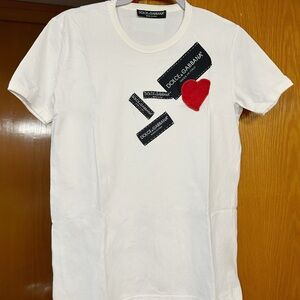 Dolce & Gabbana White Tee with Red Heart